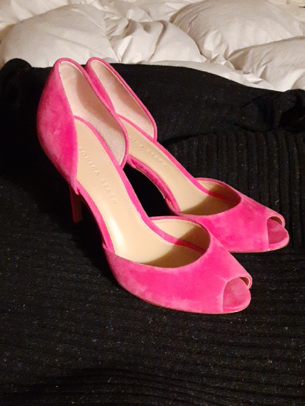 Veronica Beard Hot Pink Suede Peep-Toe Heels Sz 9M
